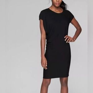 Athleta Draped Crew Asymmetrical Dress in Black - Size XL